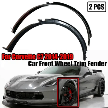 За Corvette C7 2014-2019 2 бр. Въглеродни Влакна Лъскав Черен Автомобил, Тапицерия на Предното Колело Крило Арка Формоване Флаш GM Стил