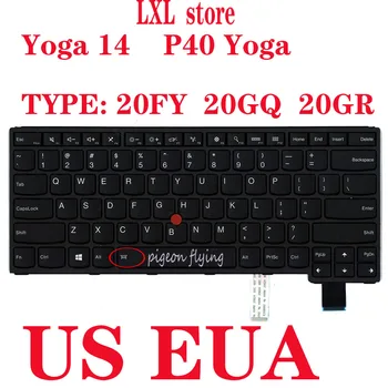 Клавиатура YOGA 14 за лаптоп Thinkpad P40 Yoga 20FY 20GQ 20GR английски черен EUA US FRU 00UR200 00UR237 SN20J35661 SN20J35624
