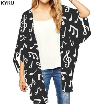 KYKU Music, свободно кимоно, дамски блуза с отворени шевове, черен дамски шал, широки дрехи, готически ризи, дамски дрехи
