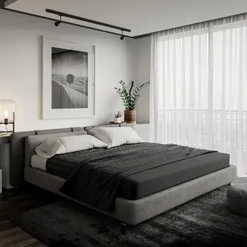 Голямото удобно легло от плат с облегалка 1,5 m на 1,8 m, мрежа за главната спалня, червен двойно легло, дизайнерски италиански модерни легла