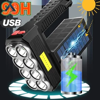 8LED Слънчев/USB акумулаторна фенерче с висока мощност, преносим мултифункционален водоустойчив фенер, светлината на прожекторите, аварийно осветление