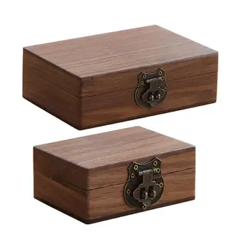 Дървена Кутия За Съхранение Кутия В Памет на Кутия За Спестяване на Пари Кутия За Съхранение на Бижута Калъф За Бижута Съкровище Начало Декор с Ключалката за Заключване Ръчно изработени