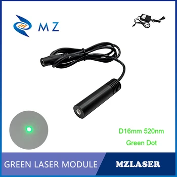 Лазерен Модул с зелена точка D16x63mm 520nm 10/20/30/50 Mw Однорежимный С адаптер за захранване на Промишлени клас