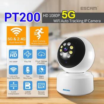 ESCAM PT200 1080P мобилно проследяване 5GWIFI облачное хранилище за двупосочна гласова интелигентна камера за нощно виждане