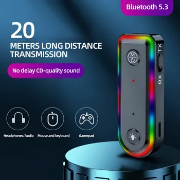 2 в 1 безжична Bluetooth 5.3 приемник предавател Адаптер 3,5 мм жак за автомобилната музика, аудио Aux приемник 
