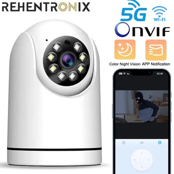 ONVIF IP камера 5G WiFi Вътрешна, безжична WiFi камера за наблюдение Автоматично следене на мама детето WiFi PTZ камера за видеонаблюдение