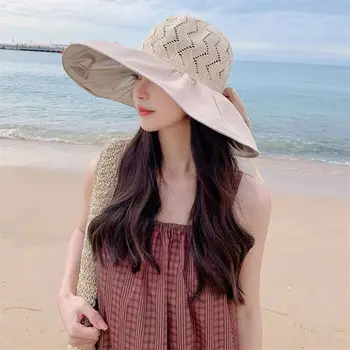 Жените 2023, Плажна солнцезащитная сгъваема голяма шапка с широка периферия, лятна шляпная шапка с защита от uv