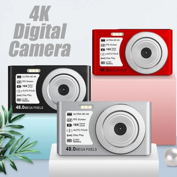 48-Мегапикселова Цифрова камера с висока разделителна способност от 4K от 16-кратно увеличение, Уеб камера с автоматично фокусиране, 32 GB Разширена памет, защита от разклащане, Вграден Заполняющий светлини, Камера за Входно ниво