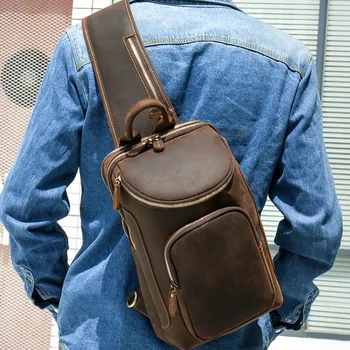 Luufan Мъжки чанти от естествена кожа, рамо мъжки чанти, мини прашка, противоугонный кравешка ракла, лятна кожена чанта за Ipad, ежедневни кожена чанта