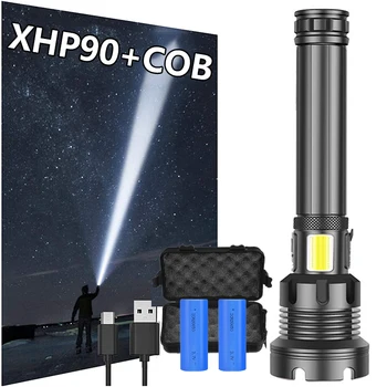 Супер ярки led фенерче XHP90 18650/26650, акумулаторни фенери от алуминиева сплав, тактическо фенерче, водоустойчив факел