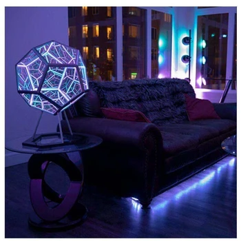 Led нов креативен лека нощ 3D триизмерна цветна настолна лампа Украса на хола Атмосфера спални светлинна неонова реклама