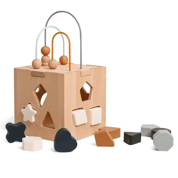 Образователна играчка-пъзел Монтесори, дървена кутия, играчка, силиконови кубчета геометрична форма, подходяща за формата на играчка за дете, подарък за дете
