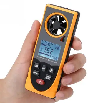 GM8910 Ръчен Цифров Анемометр Измерване на скоростта на Въздушния Вятър Многофункционален LCD дисплей Термометър, Влагомер Иллюминометр