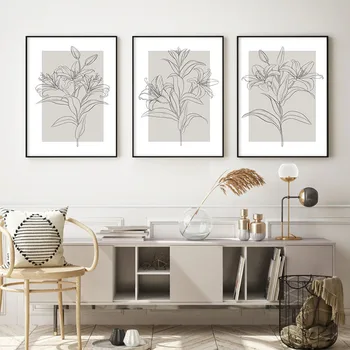 Неутрална ботаническая линия, бежово стенни художествени плакати, минималистичные картини върху платно, щампи, живопис, модерно оформление на интериора на хола