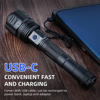 Led Фенерче С директно зареждане с USB 18550 26650 Уголемено Разстояние на Фокусиране Бял Лазер Осветление С Регулируем Фокус Силни Светлини
