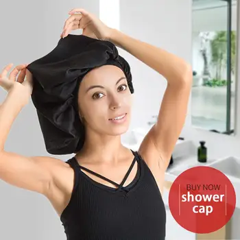 Голям лъскав капачка за сън, висококачествена водоустойчива шапка за душ, защитава косата, дамски шапка за коса