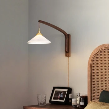 Ретро японски вкусен керамичен стенен сгъваем лампа за прикроватной нощни шкафчета, коридор, стълбище, кабинет, стенни лампи, лампа за декорация на дома