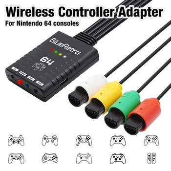 Безжичен адаптер геймпада, съвместим с Bluetooth адаптер многопотребителски контролер, адаптер геймпада BlueRetro Конвертор за конзолата N64