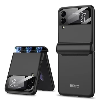 Магнитен панта, устойчив на удари матов калъф за Samsung Galaxy Z Flip 4-5 г, твърд брониран калъф за Samsung Z Flip4, магнитен калъф