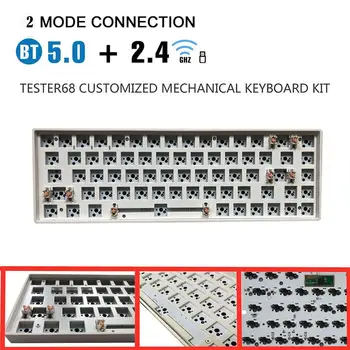 Двухрежимный Bluetooth 5.0 + Безжичен 2.4 g Тестер Механична Клавиатура 68 Ключове Комплект Тестер Вала Безжична Клавиатура Лидер в ПРОДАЖБИТЕ