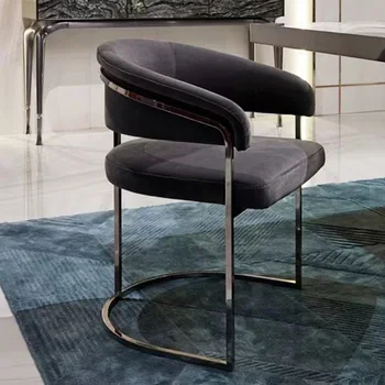 Метални Удобни Трапезни Столове С Възглавница На Седалката Луксозно Кресло Ръководител С Мека Облегалка Meuble Salon Nordic Furniture