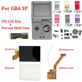 Нов Прозрачен Цветен и предварително Изсечен корпус SFC с LCD дисплей V3 IPS Екран Комплекти за GBA SP Shell Прозрачен екран с подсветка GBASP IPS V3