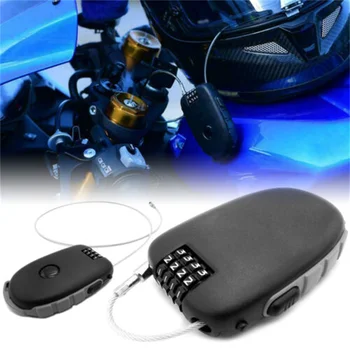 4-цифрена парола Брава за шлем Телескопична стоманен кабел комбиниран за заключване за мотоциклет противоугонный парола инструмент за блокиране на колелата