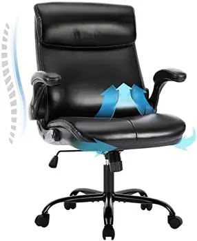 Стол, компютърна маса за ръководител на домашния офис, ергономичен кожен стол за подкрепа на кръста и комфорт, регулируем на височина и