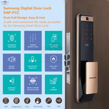 Samsung Smart Дигитален Заключване за пръстови отпечатъци SHP-P72 Домашна Автоматична Двухтактная Дръжка анти-кражба Врата Електронен Парола Система за Заключване на вратите