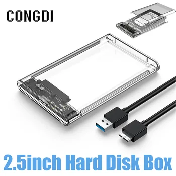 Прозрачни Кутии за твърди дискове 2,5-Инчов твърд диск SSD Shell Корпус SATA КЪМ USB 3.0 Мобилен Външен Твърд диск Box 5 Gbit/с помощ от 5 Tb