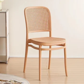 Трапезни столове, Мебели за хол в скандинавски стил, домашна пластмасова имитация на плетене от ратан, съвременната простота, столове с облегалка