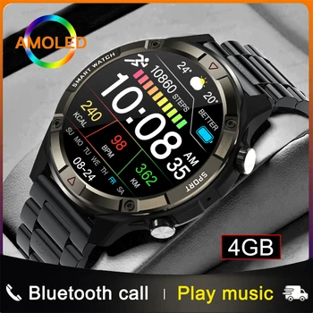 Новите смарт часовници с Bluetooth-разговори, AMOLED-екран, Спортни часовници за фитнес на открито, които се показват винаги време, 4 GB Локална музика, Умни Часовници За Мъже