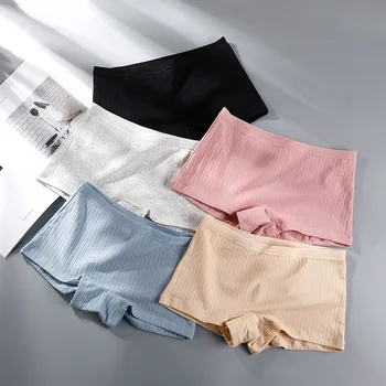 Дамски защитни панталони, памучни пликчета с промежностью, дамски безшевни бикини, обикновена шорти-боксерки, кратко уютно комфортно бельо