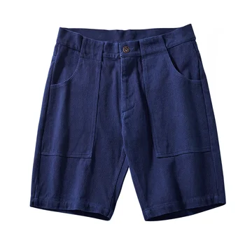Реколта Шорти Amekaji OG107, Мъжки Пролет-Лято Нови Класически Панталони-Карго джоб с Множество джобове от Ръчно изработени, Памучни Ежедневни Панталони с цвят на Индиго