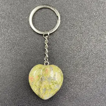 XHS5 Естествен ахат crystal любов висулка ключодържател във формата на сърце ахат е камък на праскова сърце Висулка