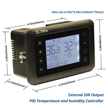 ZL-7901A LCD PID-регулатор на температурата и влажността, LCD дисплей, пълен автоматичен контролер на инкубатора с датчици ZL-7901A LCD PID-регулатор на температурата и влажността, LCD дисплей, пълен автоматичен контролер на инкубатора с датчици 1