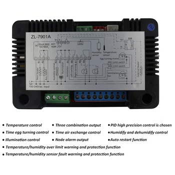 ZL-7901A LCD PID-регулатор на температурата и влажността, LCD дисплей, пълен автоматичен контролер на инкубатора с датчици ZL-7901A LCD PID-регулатор на температурата и влажността, LCD дисплей, пълен автоматичен контролер на инкубатора с датчици 3
