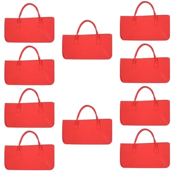 10-кратно войлочный чантата си, филцови чанта за съхранение, ежедневна чанта за пазаруване с голям капацитет - червен