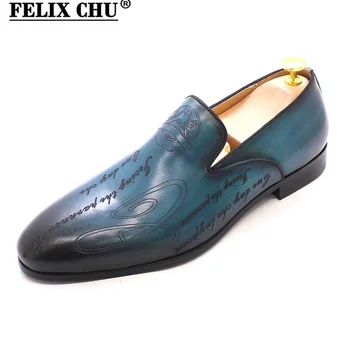 Мъжки обувки с ръчно изрисувани букви в италиански стил от естествена телешка кожа, с високо качество, вечерни модела обувки, лоферы, бизнес и сватбени обувки