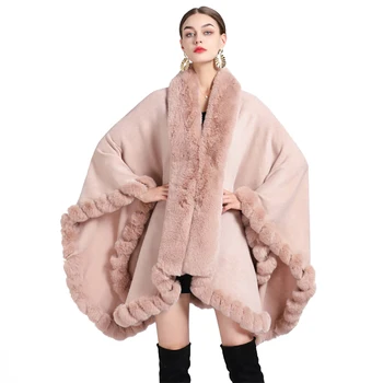 Дамски шал от изкуствена кожа заек Рекс, луксозно дамско палто, зимни утепленная дрехи, обикновен дъждобран, класическа жилетка с голям размер, новост