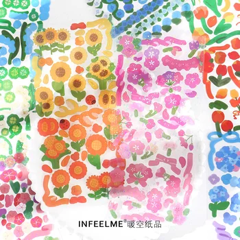 1 лист, мультяшная цвете стикер със сладки домашни любимци, Корея, Ins, красива лъскава лазерна стикер за мобилни телефони, канцеларски, декоративни стикер 