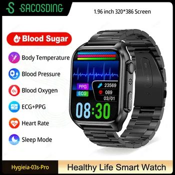 2023New Неинвазивен Нивото на Захар в Кръвта, ЕКГ + ТОЧКИ Смарт Часовници Bluetooth Предизвикателство Автоматичен Инфрачервен Кислород в Кръвта наблюдение на сърдечната честота Smartwatch за Мъже