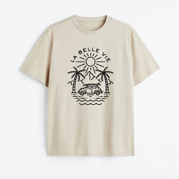 Лятна мъжка тениска, Памучен Дишаща Ежедневни Просто Тениска с Къс ръкав и кръгло деколте, Свободна от корейска версия на американската улица