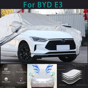 За BYD E3 210T, водоустойчиви калъфи за колата, защита от слънцето, ултравиолетови лъчи, прах, дъжд, сняг, защитен калъф за авто