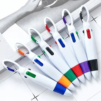 Преносима Химикалка Химикалка С 4 Цвята Мастило Гел Дръжка Прибиращ се с Катарама Ключодържател Обучение на Канцеларски материали Студентски Дръжка