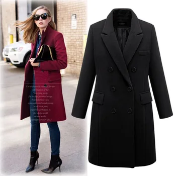 2023 в Есенно-зимната нова ветровка, дамско дълго палто, вълнена, женствена вълна палто
