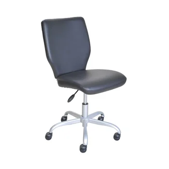 Офис стол със средна облегалка за количка подходящ цвят от сива изкуствена кожа