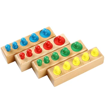 Изход цилиндрична дървена играчка Дървена развитие играчка за деца Дървени блокове бутилки с шишковатыми образователни елементи