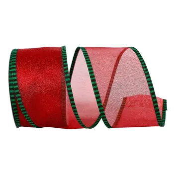 Хартиена коледна панделка, червена и зелена, 2.5 инча х 10 ярда, 1 /опаковка