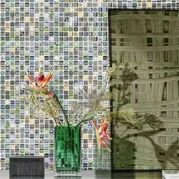 Плочки с флорални принтом от кристално стъкло за стенни плочки в банята